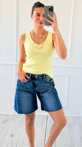 Dark Wash Denim Bermuda Shorts