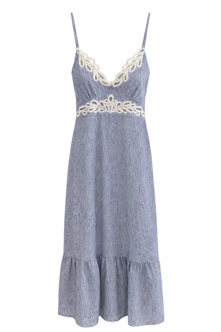Coastal Lace Trim Sleeveless Dress