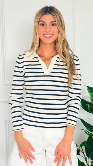 Collared Striped Top