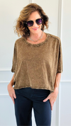 Coastal Crinkle Oversized Tee- Brown-110 short Sleeve Top-Zenana-Coastal Bloom Boutique, find the trendiest versions of the popular styles and looks Located in Indialantic, FL
