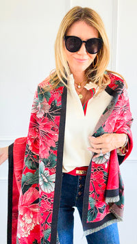 Imperial Peony Blanket Scarf-260 Other Accessories-Original USA-Coastal Bloom Boutique, find the trendiest versions of the popular styles and looks Located in Indialantic, FL