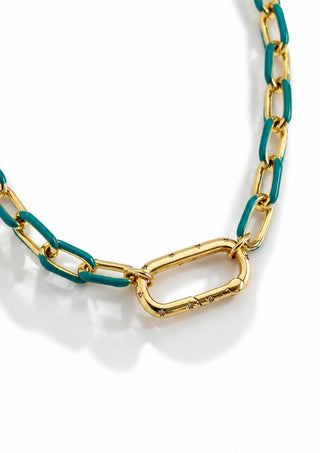 PRE ORDER-NYC Custom - Paperclip Enamel CB Clasp Necklace - Turquoise