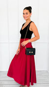 Isabella Italian Skirt- Burgundy-170 Bottoms-SEE YOU IN ROME-Coastal Bloom Boutique, find the trendiest versions of the popular styles and looks Located in Indialantic, FL