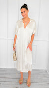Satin Luxe Italian Long Dress- Oyster-200 Dresses/Jumpsuits/Rompers-Italianissimo-Coastal Bloom Boutique, find the trendiest versions of the popular styles and looks Located in Indialantic, FL