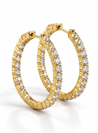 Double Vision 1.35" 3MM Eternity Hoop Earrings
