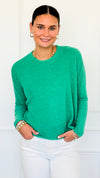 Brushed Melange Sweater - K Green-140 Sweaters-Zenana-Coastal Bloom Boutique, find the trendiest versions of the popular styles and looks Located in Indialantic, FL
