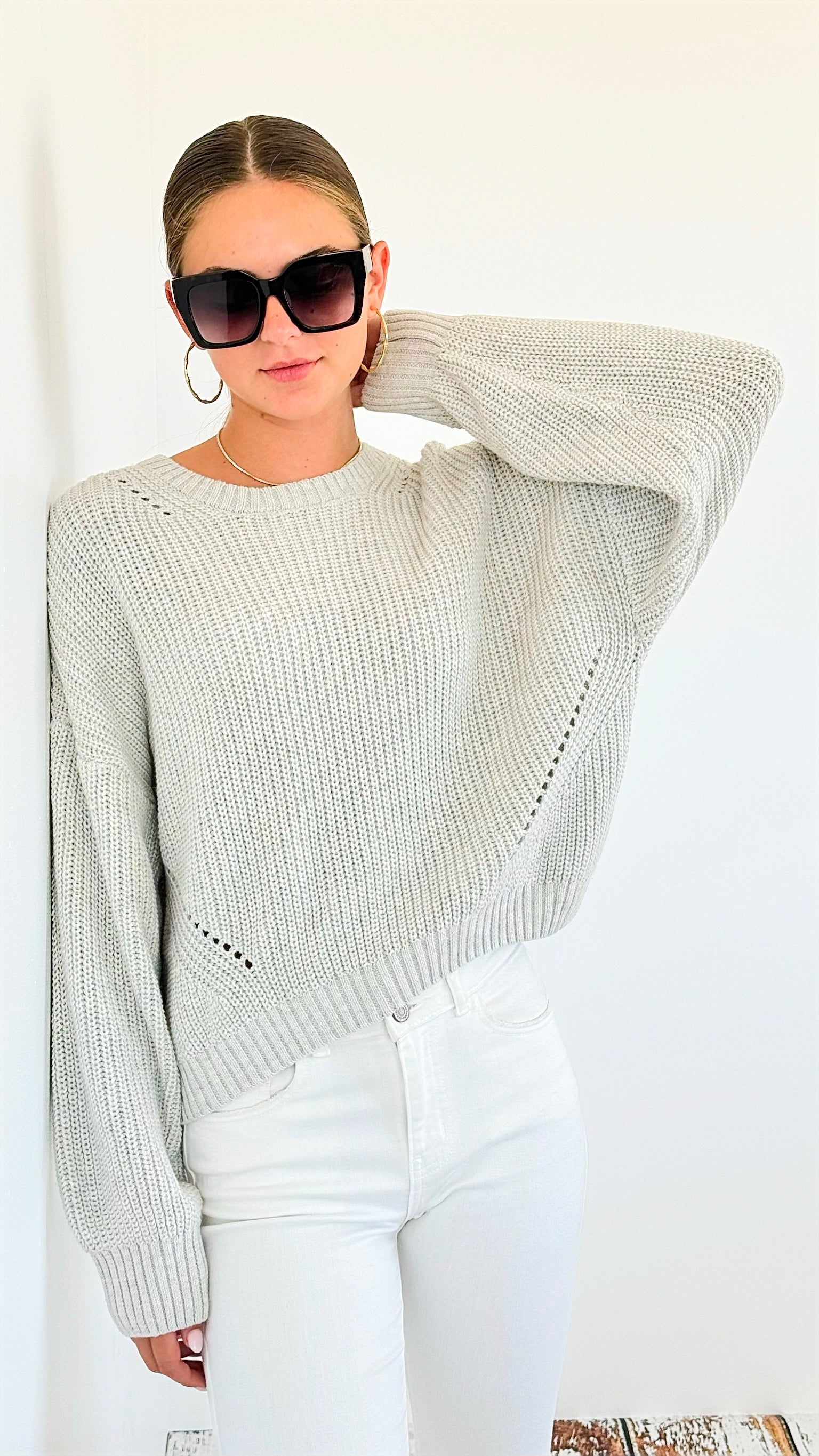 Long Sleeve Knit Sweater-140 Sweaters-Rousseau-Coastal Bloom Boutique, find the trendiest versions of the popular styles and looks Located in Indialantic, FL