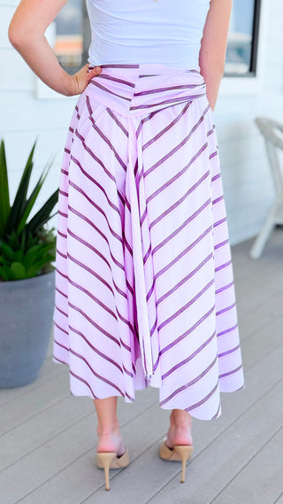Society Stripe Button Italian Skirt