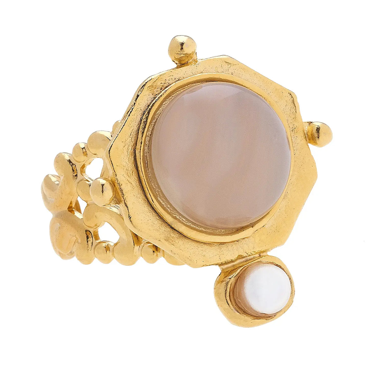 Becca Moonstone + Pearl Ring - Susan Shaw-230 Jewelry-SUSAN SHAW-Coastal Bloom Boutique, find the trendiest versions of the popular styles and looks Located in Indialantic, FL