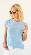 Summertime Bliss Sleeveless Knit Top - Light Blue-150 Cardigans/Layers-La Miel-Coastal Bloom Boutique, find the trendiest versions of the popular styles and looks Located in Indialantic, FL