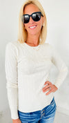 Hailey Knit Pullover Top - Ivory-130 Long Sleeve Tops-Cielo-Coastal Bloom Boutique, find the trendiest versions of the popular styles and looks Located in Indialantic, FL