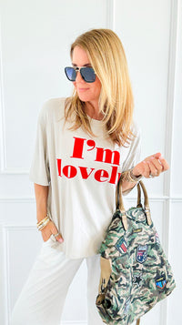 I'm Lovely Italian tee- Beige-110 short Sleeve Top-V SKY-Coastal Bloom Boutique, find the trendiest versions of the popular styles and looks Located in Indialantic, FL