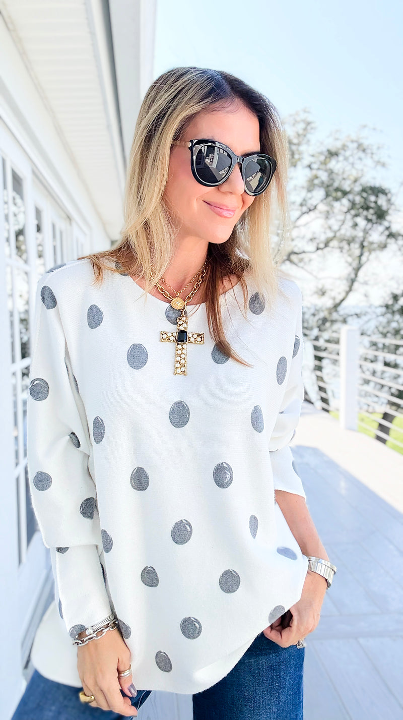 Shadow Dots Italian Milano Sweater-140 Sweaters-SORPRESA-Coastal Bloom Boutique, find the trendiest versions of the popular styles and looks Located in Indialantic, FL