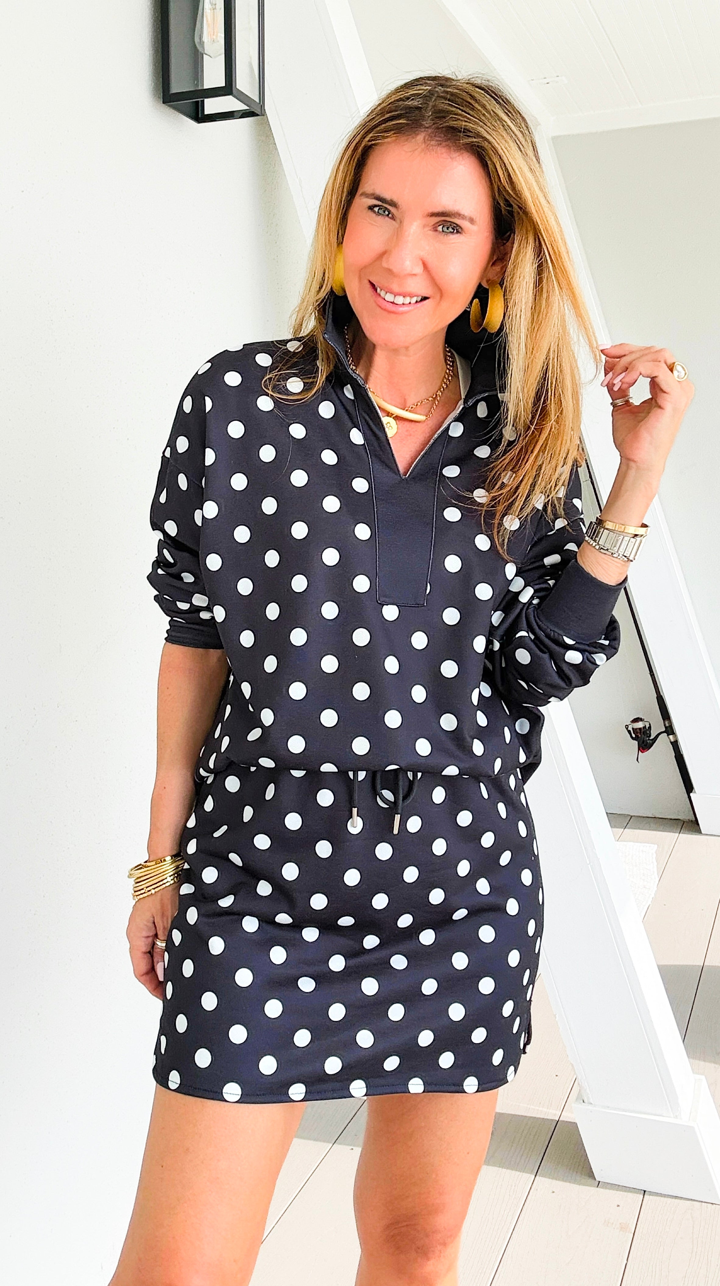 Whimsical Polka Whisper Two-Piece Set - Black