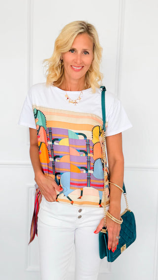 Gallop Parade Italian Top- White-110 short Sleeve Top-K2-Coastal Bloom Boutique, find the trendiest versions of the popular styles and looks Located in Indialantic, FL