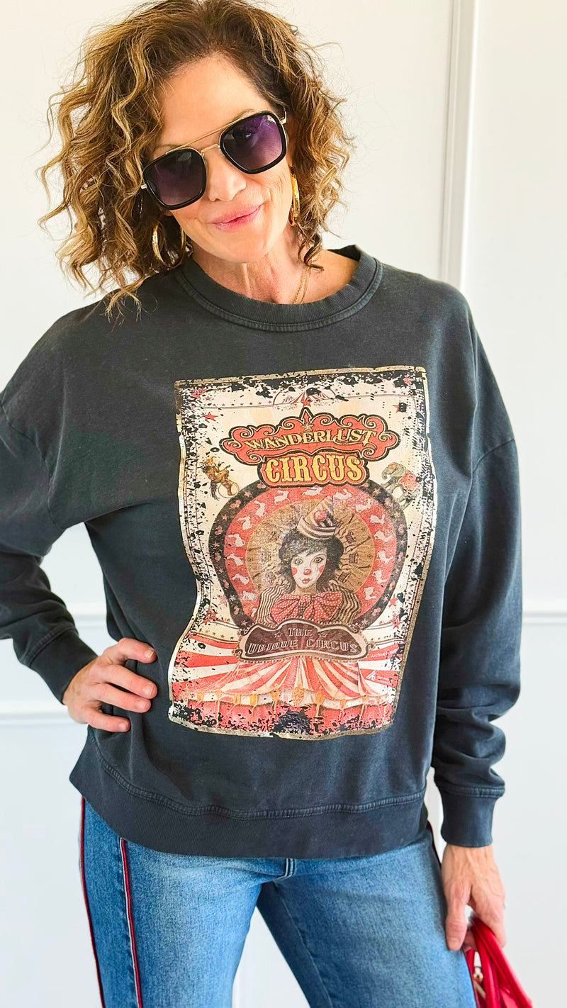 Pre Order - Wanderlust Circus Italian Sweatshirt-110 Long Sleeve Tops-FIRSTAGE-Coastal Bloom Boutique, find the trendiest versions of the popular styles and looks Located in Indialantic, FL