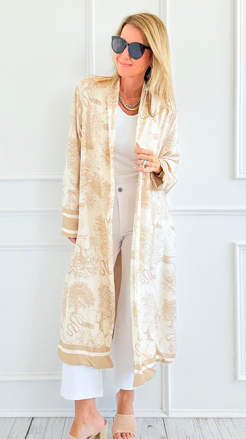 Adorable Italian Long Jacket- Beige-160 Jackets-K2-Coastal Bloom Boutique, find the trendiest versions of the popular styles and looks Located in Indialantic, FL