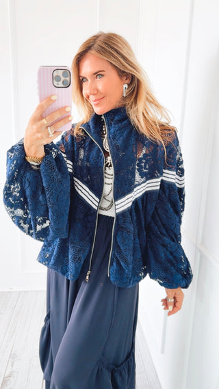 Sideline Sweetheart Lace Italian Zip Jacket