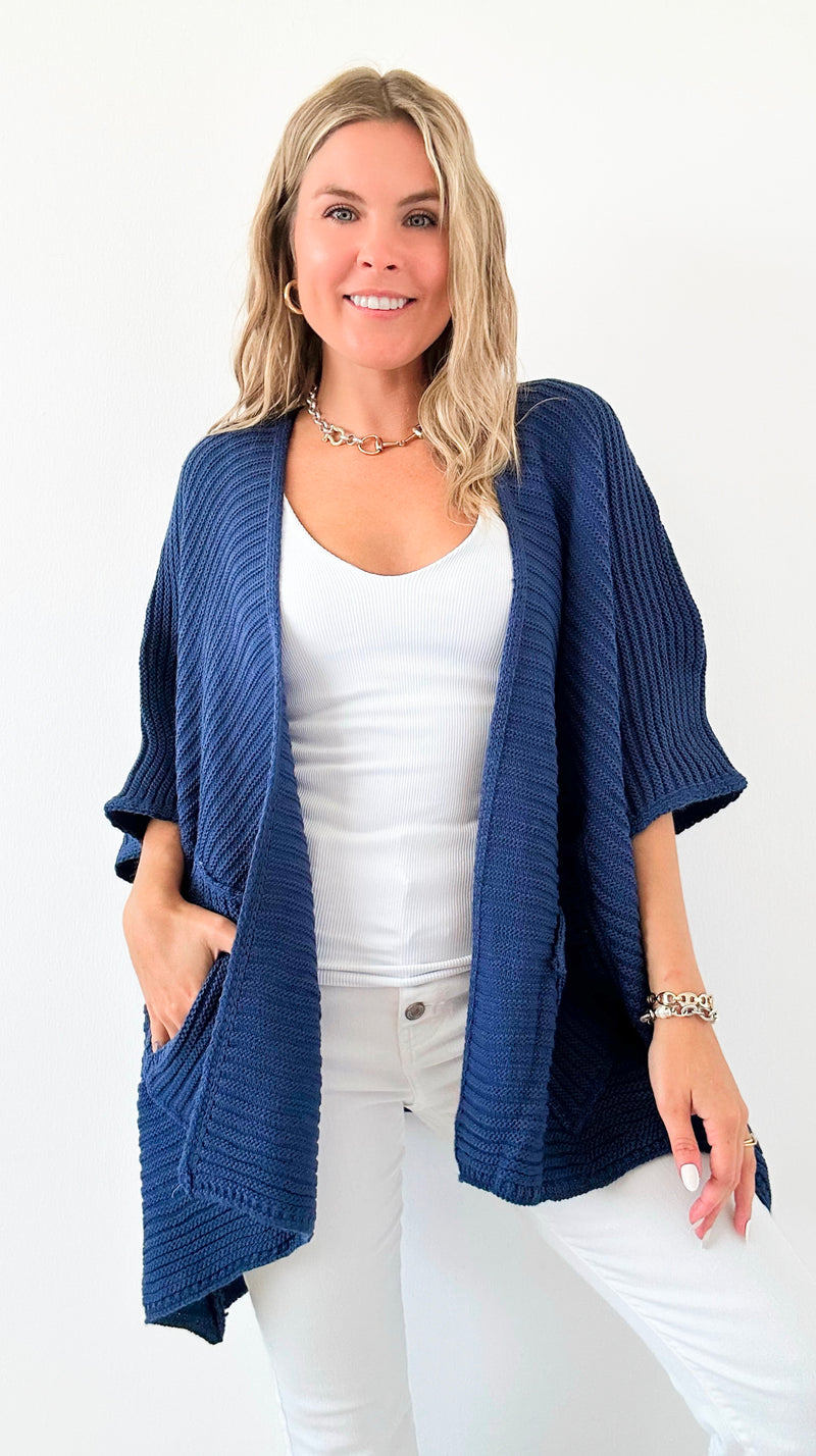Nantucket Oversized Knit Cardigan -Navy-150 Cardigans/Layers-V6-Coastal Bloom Boutique, find the trendiest versions of the popular styles and looks Located in Indialantic, FL