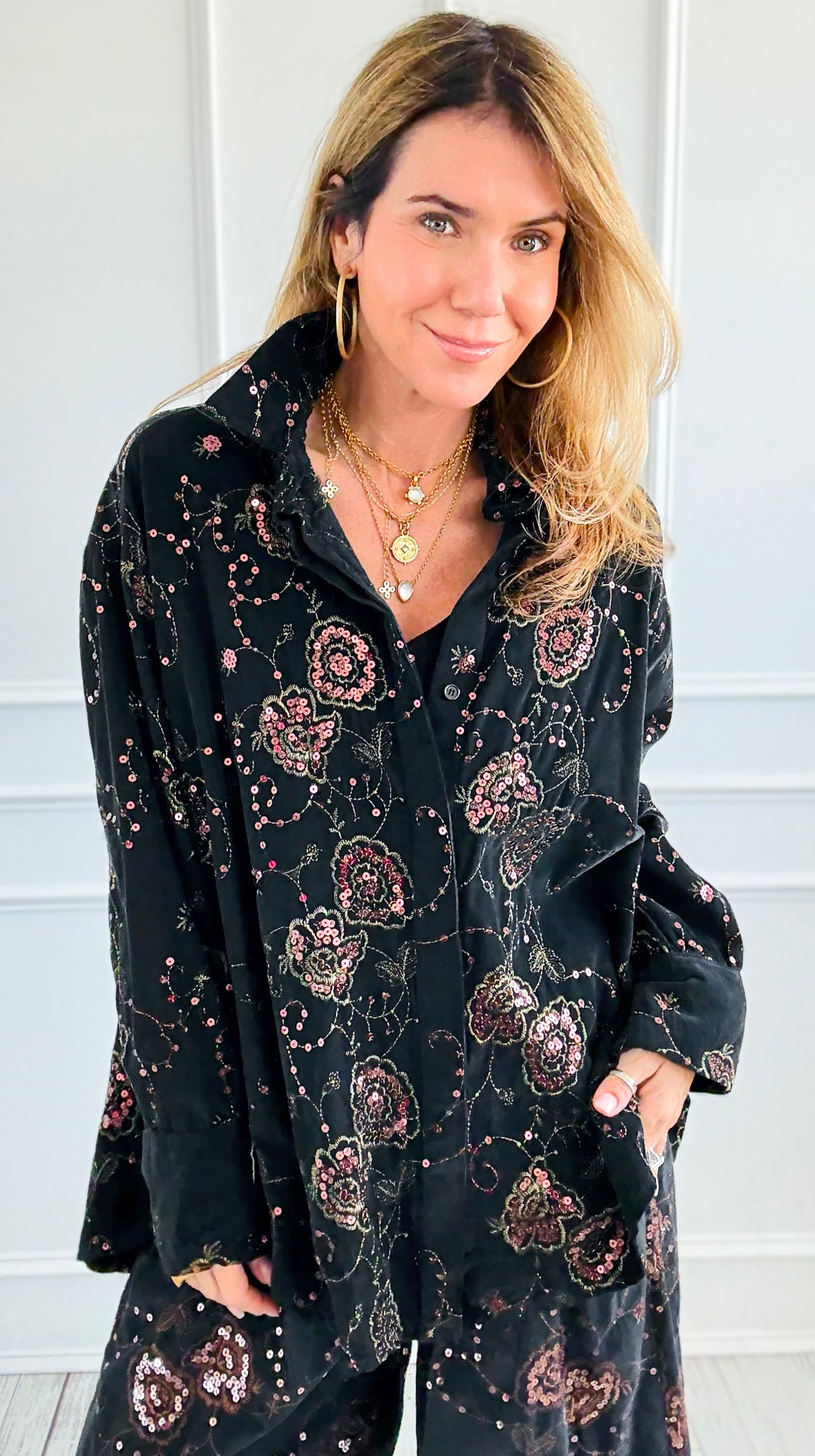 Ornate Charm Italian Corduroy Top-110 Long Sleeve Tops-TATTOO Z-Coastal Bloom Boutique, find the trendiest versions of the popular styles and looks Located in Indialantic, FL