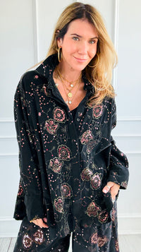 Ornate Charm Italian Corduroy Top-110 Long Sleeve Tops-TATTOO Z-Coastal Bloom Boutique, find the trendiest versions of the popular styles and looks Located in Indialantic, FL