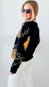 Chained Wild Soul Sweatshirt - Black-140 Sweaters-Caviar dremes-Coastal Bloom Boutique, find the trendiest versions of the popular styles and looks Located in Indialantic, FL
