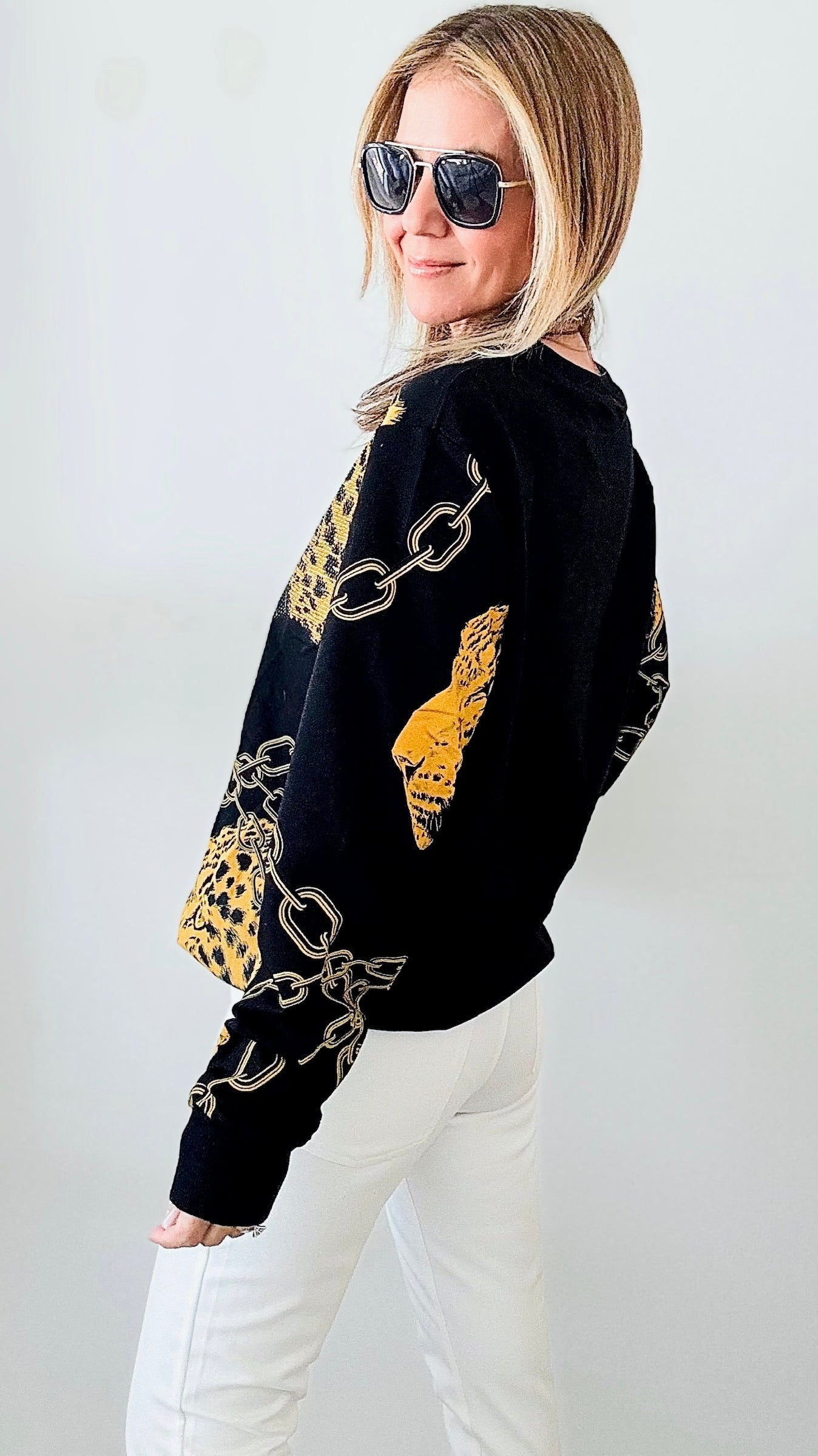 Chained Wild Soul Sweatshirt - Black-140 Sweaters-Caviar dremes-Coastal Bloom Boutique, find the trendiest versions of the popular styles and looks Located in Indialantic, FL