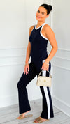 On-Track 2pc Athleisure Set-Navy/White-210 Loungewear/Sets-RAE MODE-Coastal Bloom Boutique, find the trendiest versions of the popular styles and looks Located in Indialantic, FL