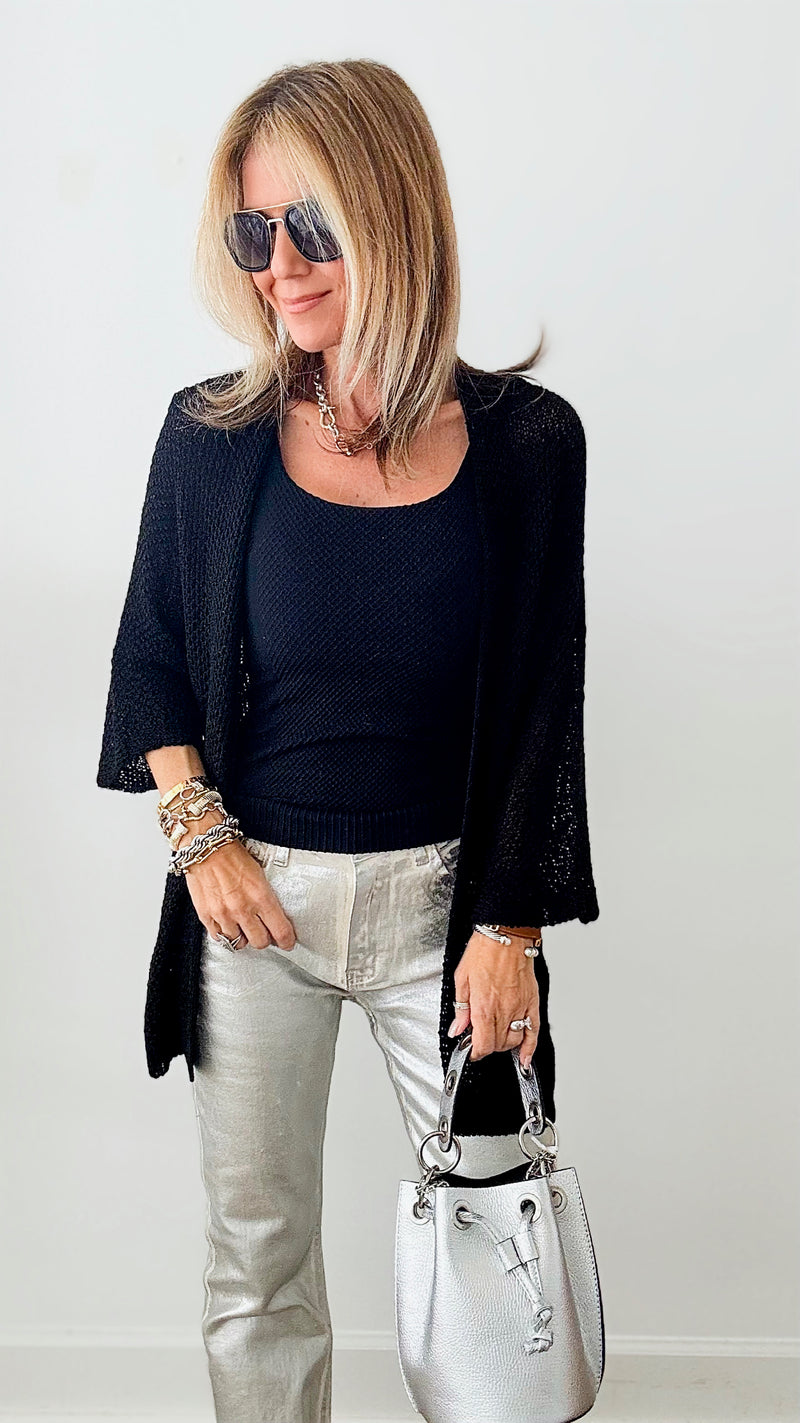 August Italian Cardigan - Black-150 Cardigans/Layers-Germany-Coastal Bloom Boutique, find the trendiest versions of the popular styles and looks Located in Indialantic, FL