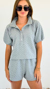 Textured Cropped Knit Set-110 Short Sleeve Tops-Main Strip-Coastal Bloom Boutique, find the trendiest versions of the popular styles and looks Located in Indialantic, FL