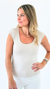 Effortless Scoop Neck Tank Top - Sand Beige-100 Sleeveless Tops-Zenana-Coastal Bloom Boutique, find the trendiest versions of the popular styles and looks Located in Indialantic, FL