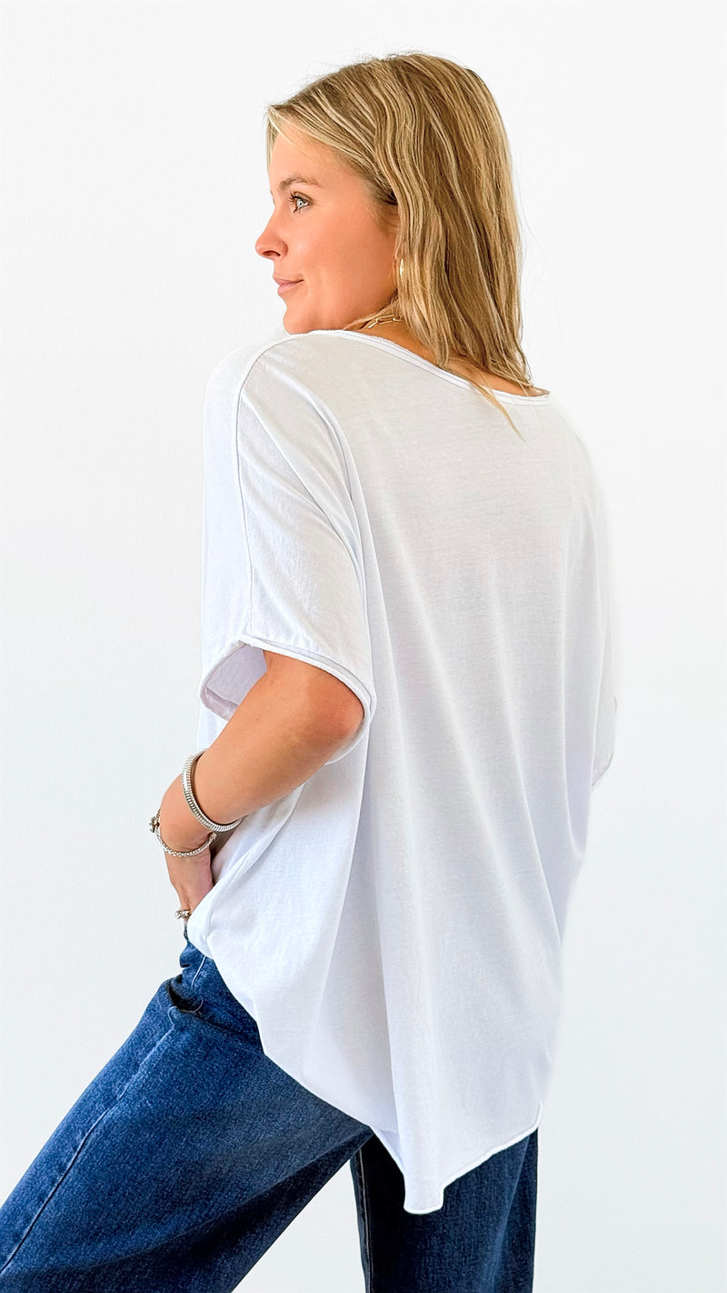 Paris Embroidery Italian Graphic tee-110 short Sleeve Top-Italianissimo-Coastal Bloom Boutique, find the trendiest versions of the popular styles and looks Located in Indialantic, FL