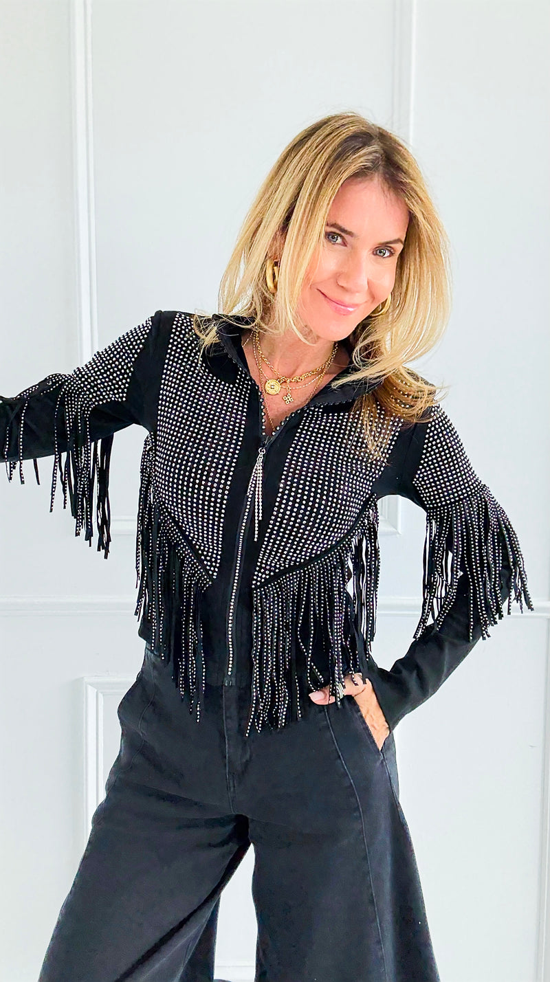 Starstruck Fringe Glam Jacket-160 Jackets-7Mango7-Coastal Bloom Boutique, find the trendiest versions of the popular styles and looks Located in Indialantic, FL