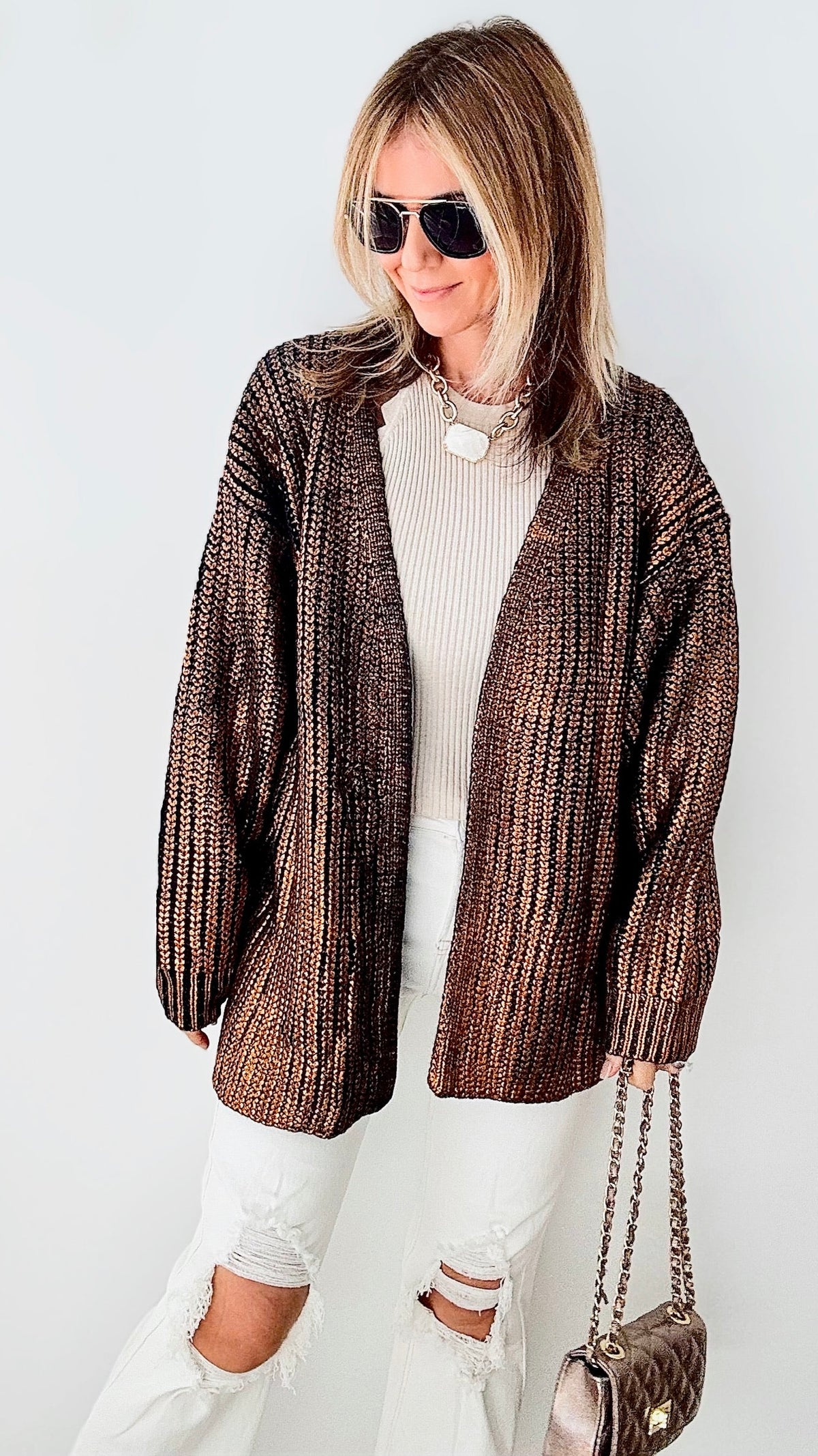 Nightingale Chunky Knit Cardigan - Copper-150 Cardigans/Layers-BIBI-Coastal Bloom Boutique, find the trendiest versions of the popular styles and looks Located in Indialantic, FL
