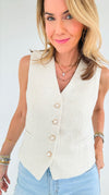 Eternal Grace Tweed Vest - Ivory-100 Sleeveless Tops-Must Have-Coastal Bloom Boutique, find the trendiest versions of the popular styles and looks Located in Indialantic, FL