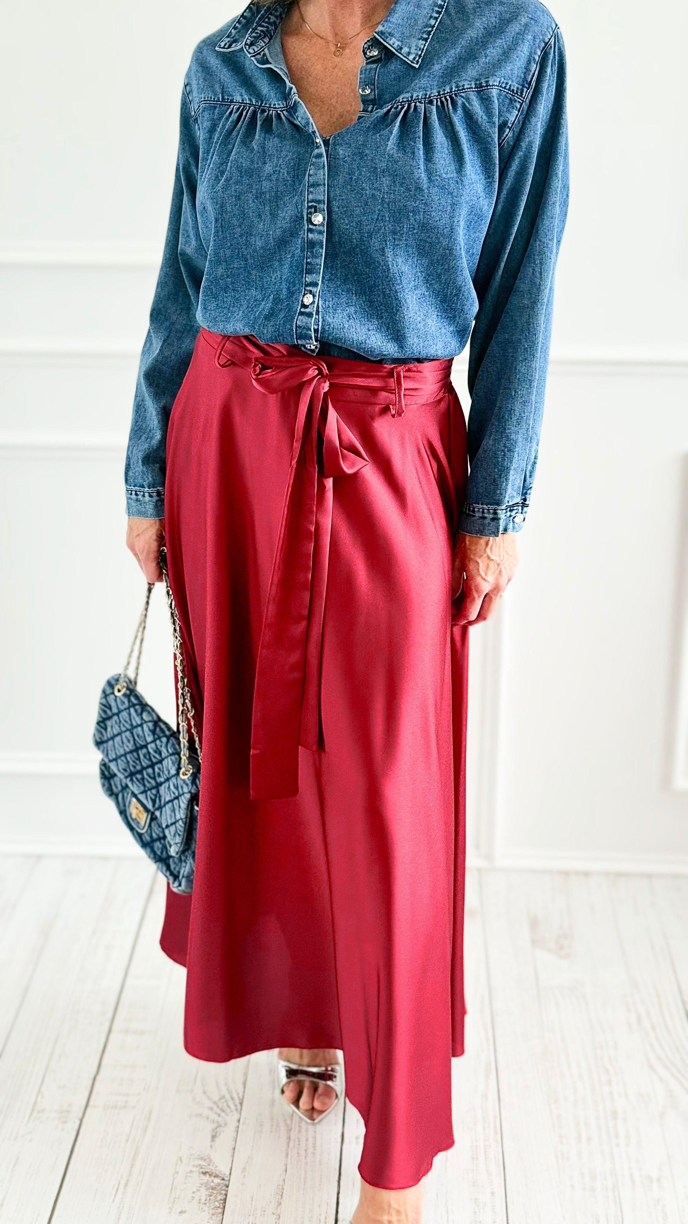 Azure Dream Italian Maxi Skirt- Wine-170 Bottoms-AZUL MONACO-Coastal Bloom Boutique, find the trendiest versions of the popular styles and looks Located in Indialantic, FL