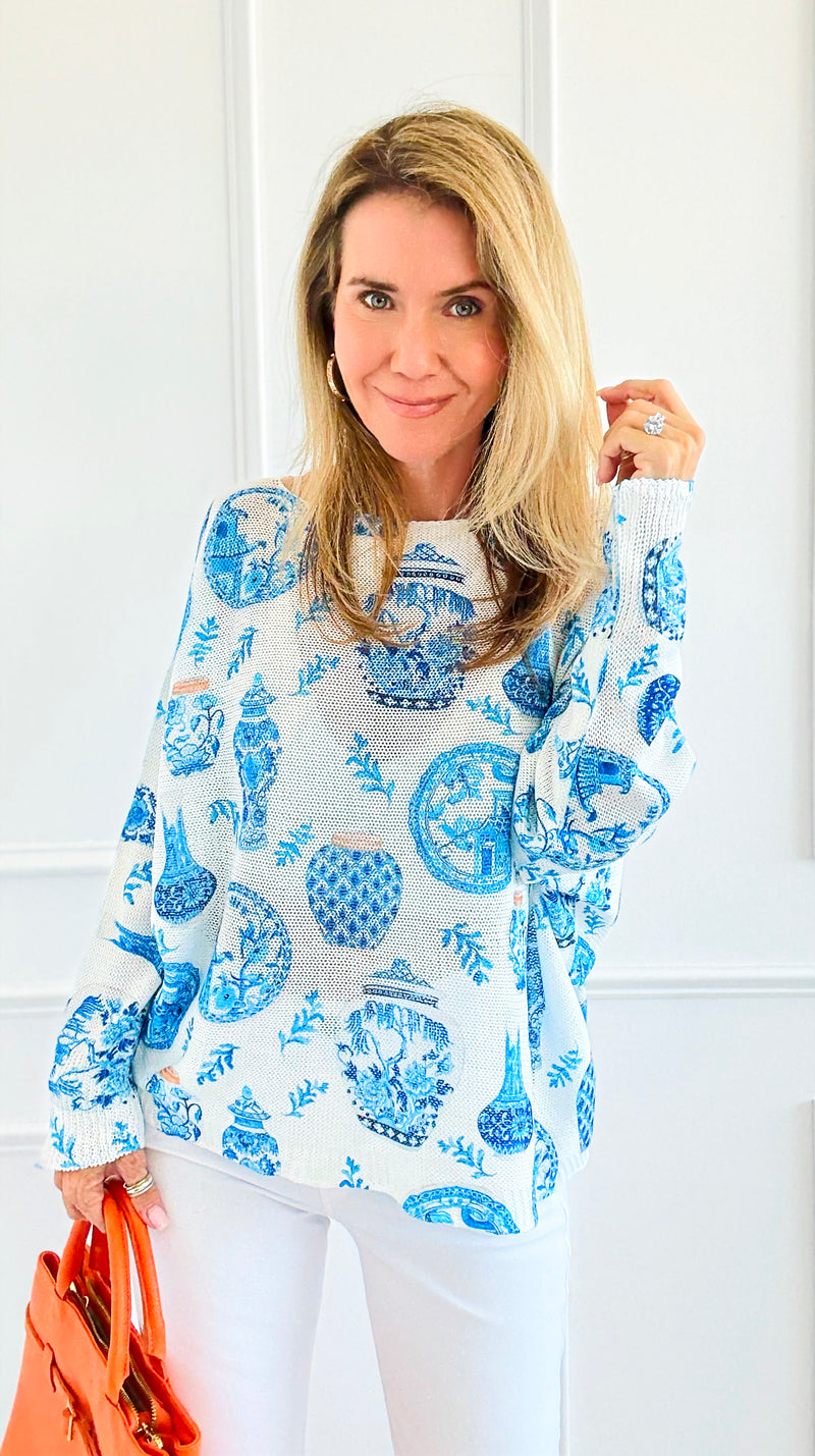 My Vase Collection Italian St Tropez Sweater-140 Sweaters-Italianissimo-Coastal Bloom Boutique, find the trendiest versions of the popular styles and looks Located in Indialantic, FL