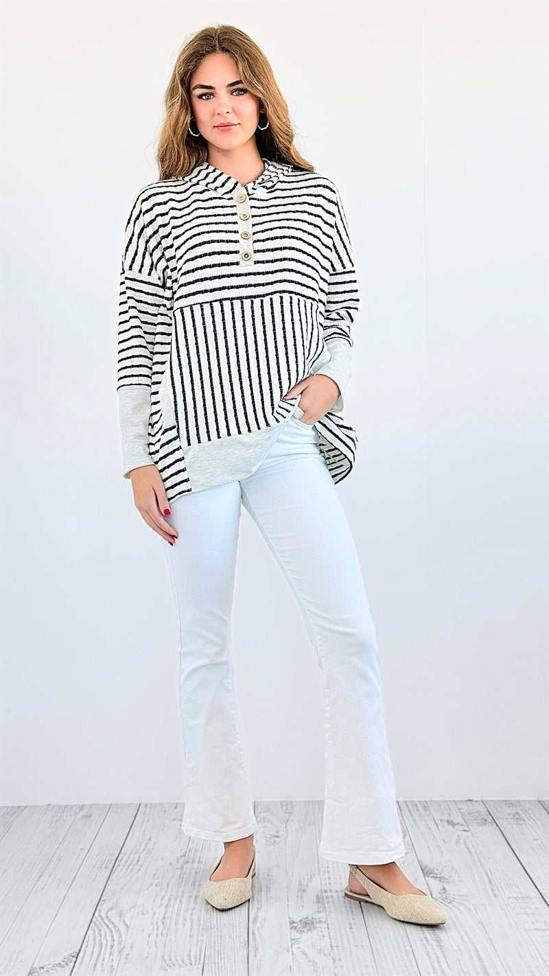 Striped Knit Pullover-140 Sweaters-Heimish-Coastal Bloom Boutique, find the trendiest versions of the popular styles and looks Located in Indialantic, FL