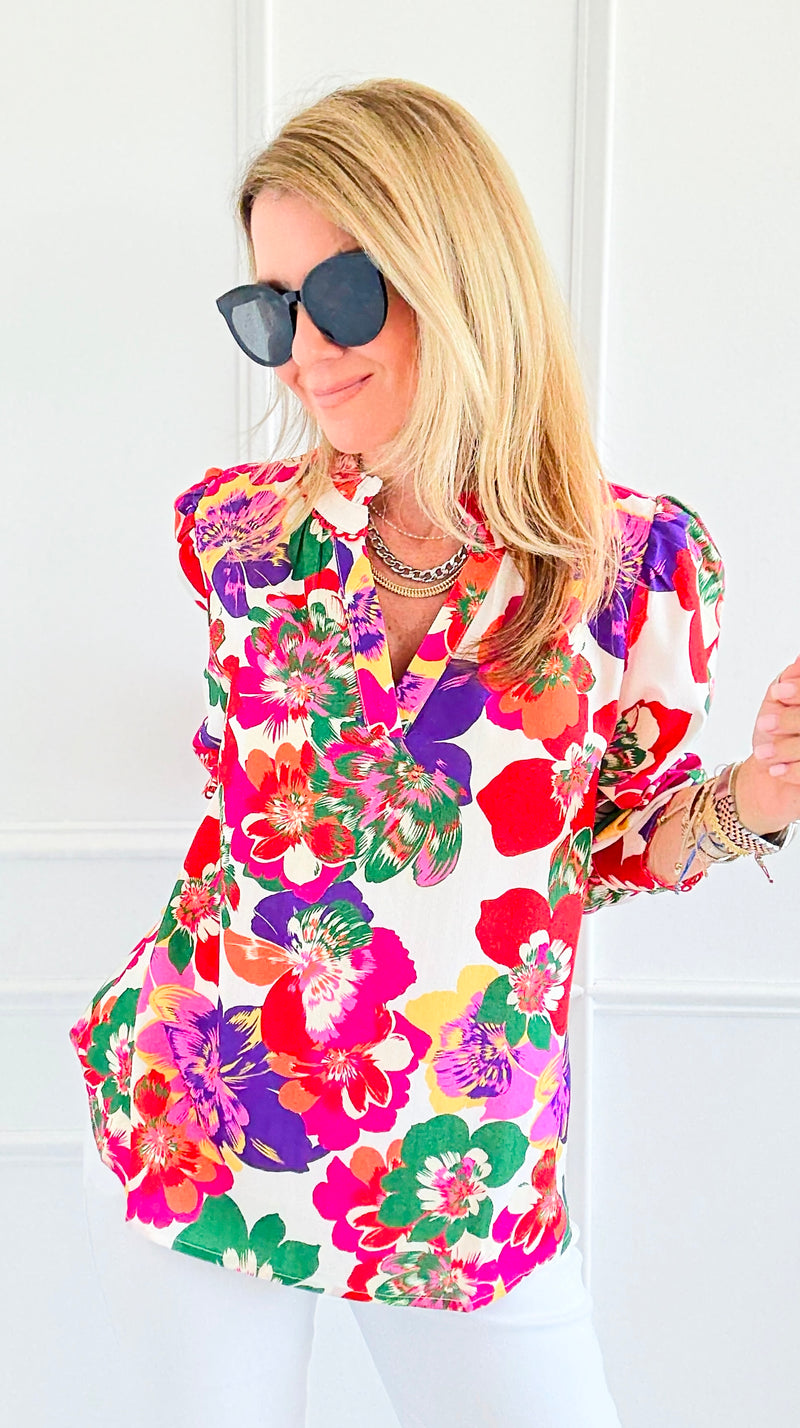 Palette Bloom Long Sleeve Blouse-110 Long Sleeve Tops-JODIFL-Coastal Bloom Boutique, find the trendiest versions of the popular styles and looks Located in Indialantic, FL