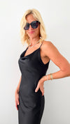 Cowl Satin Maxi Italian Dress - Black-200 Dresses/Jumpsuits/Rompers-Germany-Coastal Bloom Boutique, find the trendiest versions of the popular styles and looks Located in Indialantic, FL