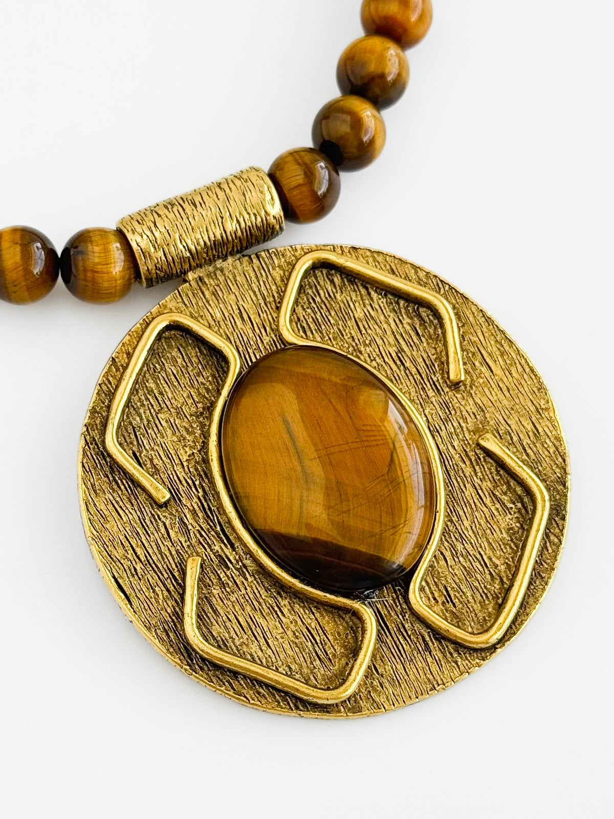 Chunky Mega Statement Tiger Eye Necklace-230 Jewelry-YOCHI-Coastal Bloom Boutique, find the trendiest versions of the popular styles and looks Located in Indialantic, FL