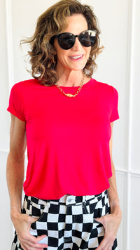 Round Hem Short Sleeve Top - Ruby-110 Short Sleeve Tops-Zenana-Coastal Bloom Boutique, find the trendiest versions of the popular styles and looks Located in Indialantic, FL