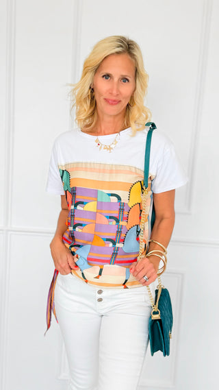 Gallop Parade Italian Top- White-110 short Sleeve Top-K2-Coastal Bloom Boutique, find the trendiest versions of the popular styles and looks Located in Indialantic, FL