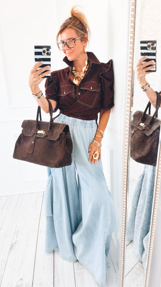 Denim Moon Big Pocket Italian Pants- Light