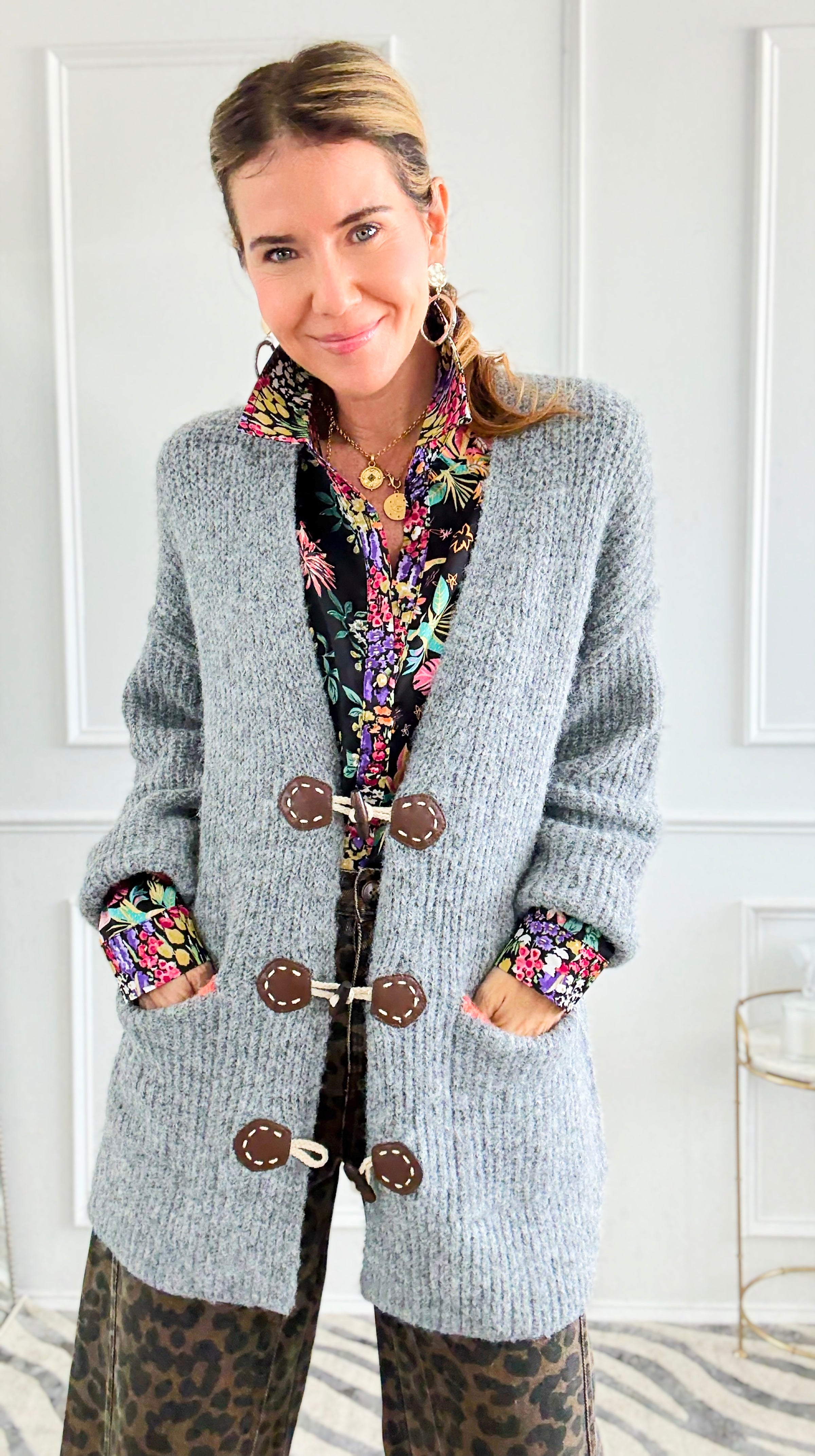 Toggle Trim Knit Cardigan