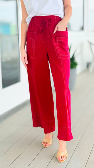 Structured Ease Pants - Red