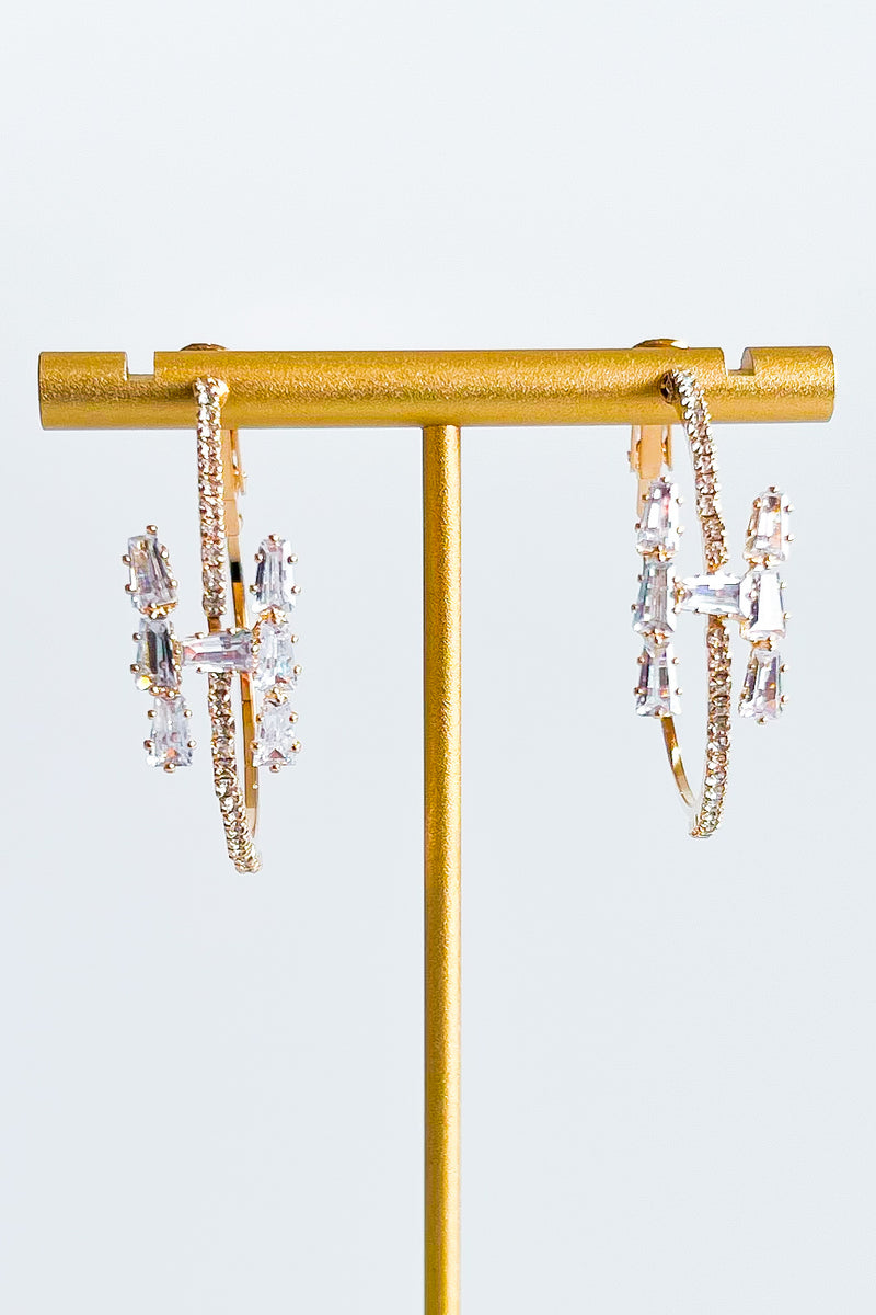 CZ "H" Letter Hoop Earrings-230 Jewelry-ICCO ACCESSORIES-Coastal Bloom Boutique, find the trendiest versions of the popular styles and looks Located in Indialantic, FL