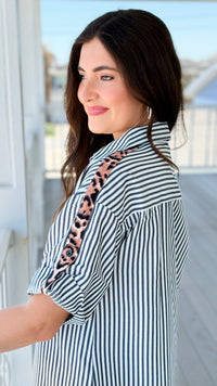 Striped Midi Shirt Dress