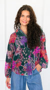 Velvet Bloom Button Down Top-130 Long Sleeve Tops-Jodifl-Coastal Bloom Boutique, find the trendiest versions of the popular styles and looks Located in Indialantic, FL