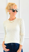 Hailey Knit Pullover Top - Ivory-140 Sweaters-Cielo-Coastal Bloom Boutique, find the trendiest versions of the popular styles and looks Located in Indialantic, FL